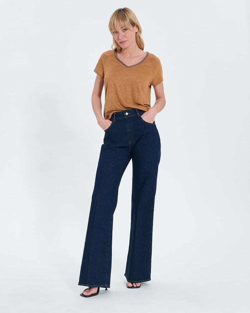 Tee-shirt en lin tabac_1