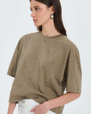 Tee-shirt à ornements kaki_2