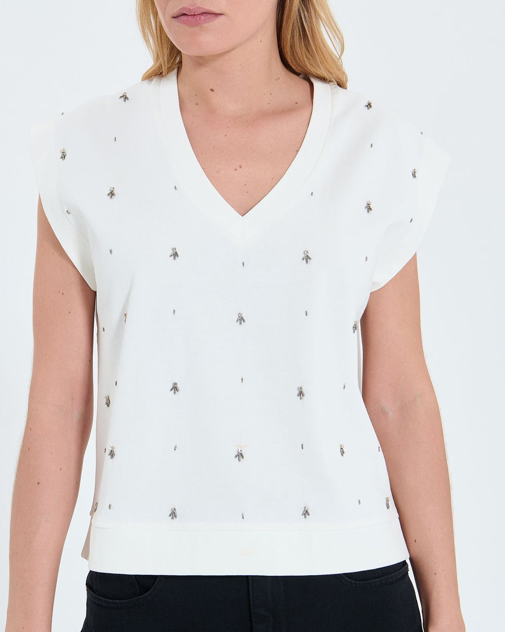 Ecru sleeveless top_1