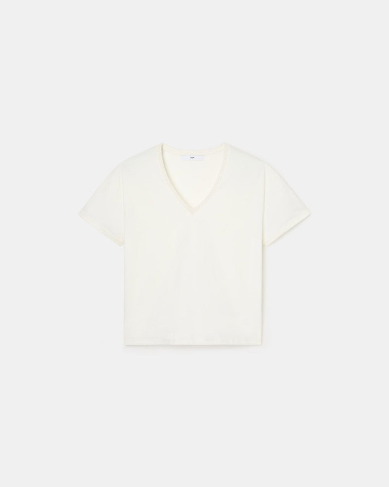 Tee-shirt ajusté en coton écru_5