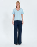Tee-shirt ajusté en coton bleu ciel_4
