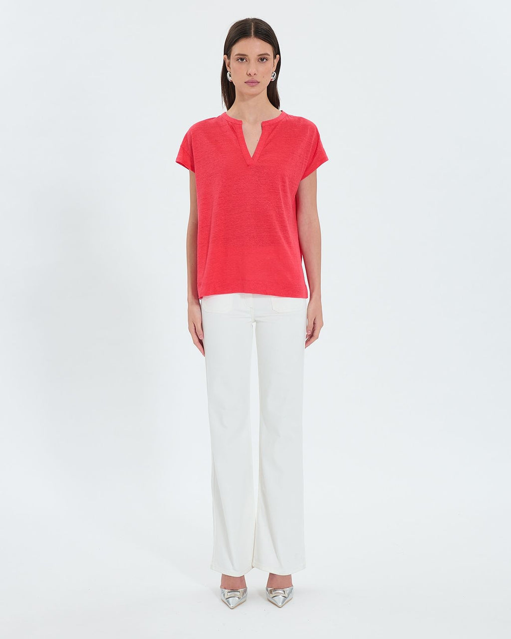 Coral linen top_4