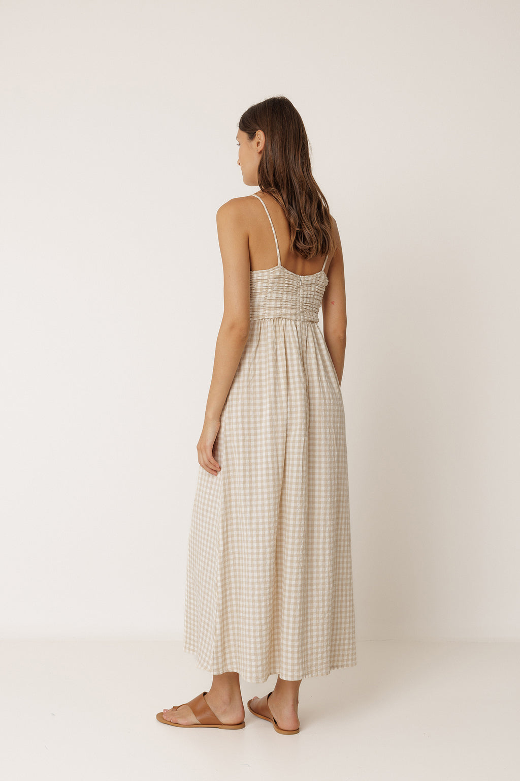 Robe À Bretelles Vichy - Beige