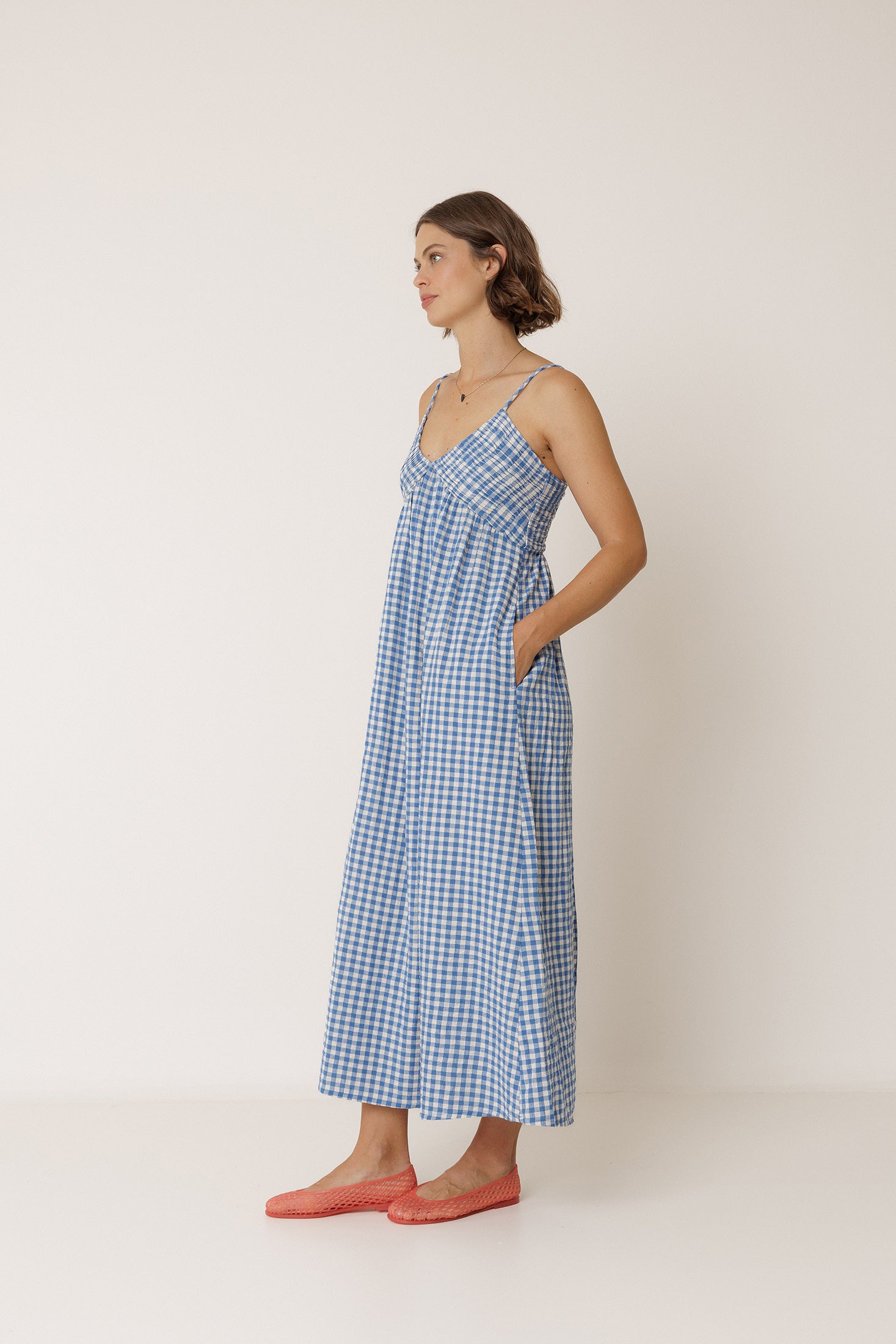 Robe À Bretelles Vichy - Bleu Britannique