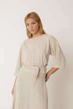 Chemise Courte Multiposition À Nouer - Beige
