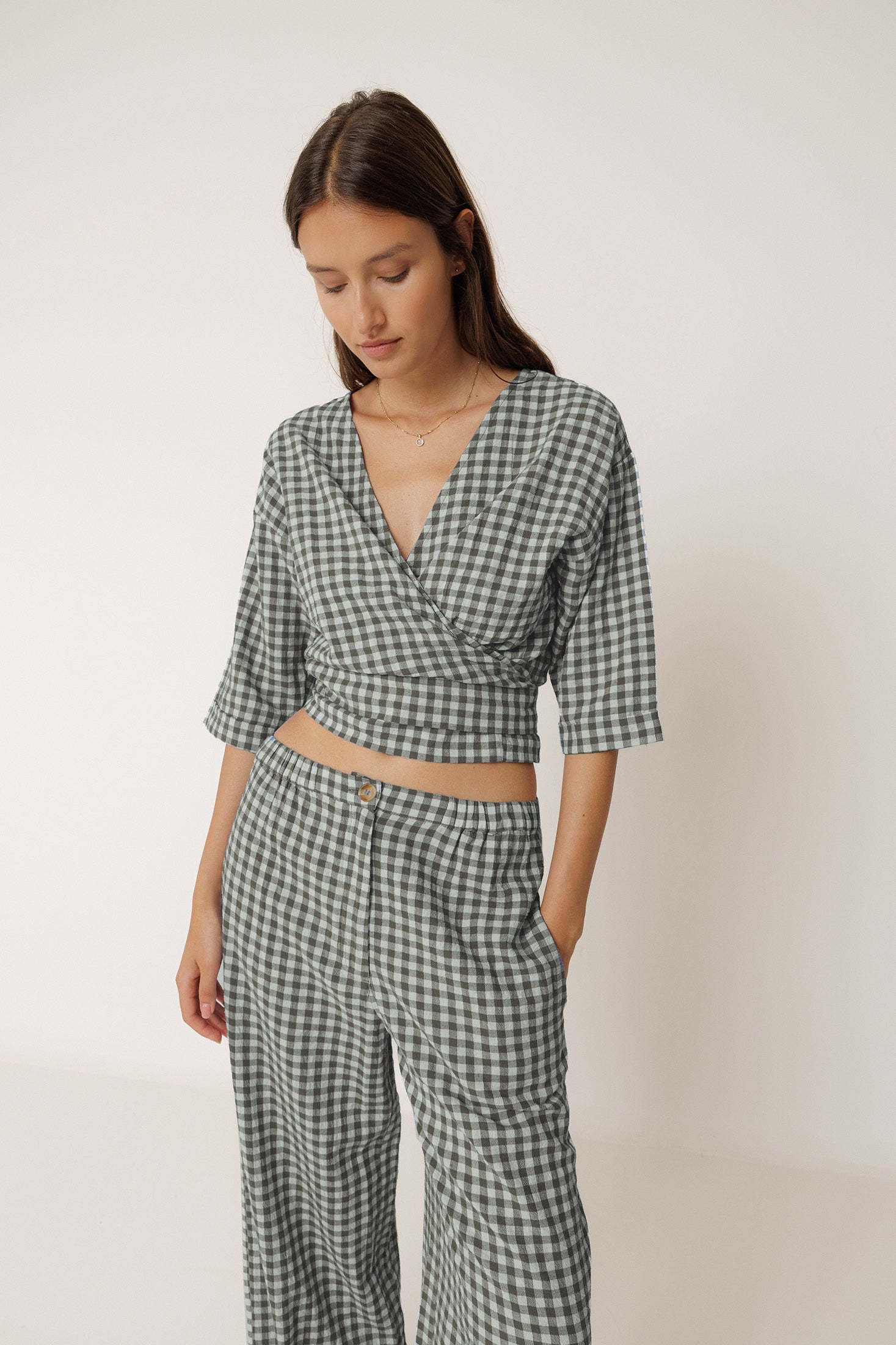 Chemise Courte Multiposition À Nouer - Menthe