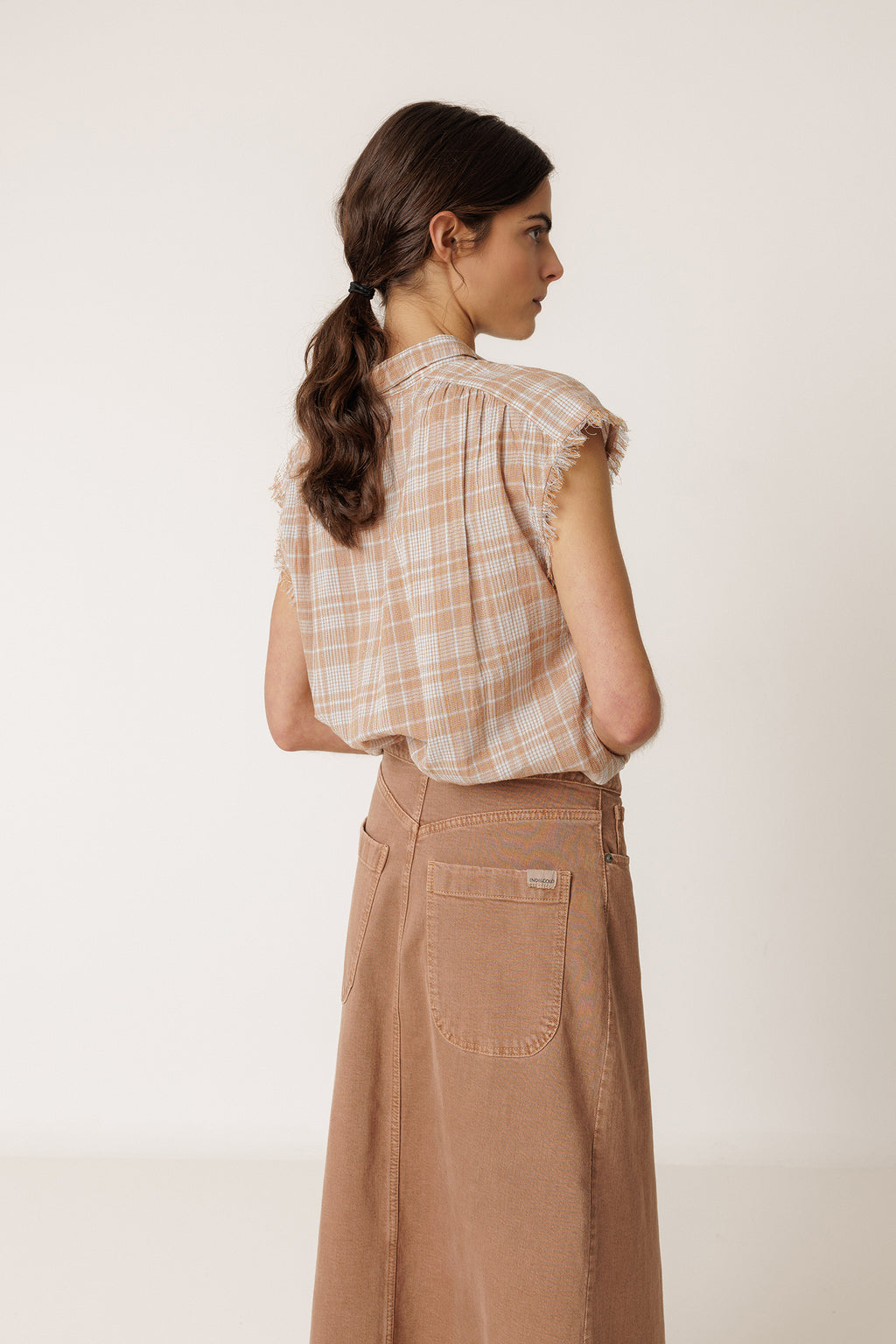Chemise En Coton Effilochée - Rouille