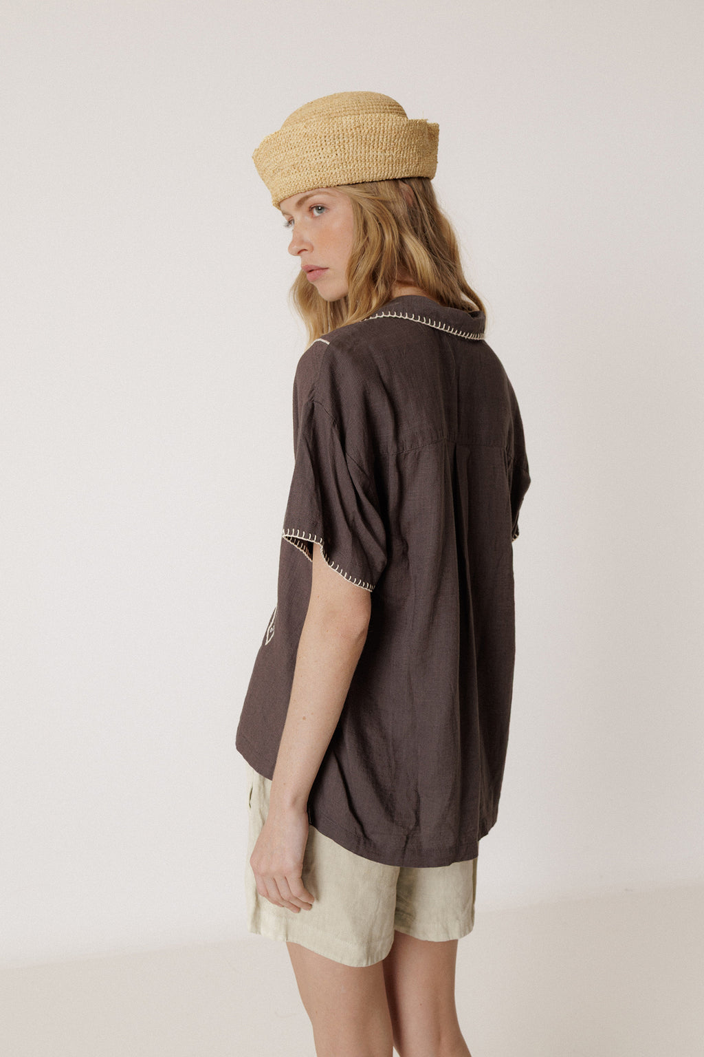 Chemise À Broderie Artisanale - Charbon