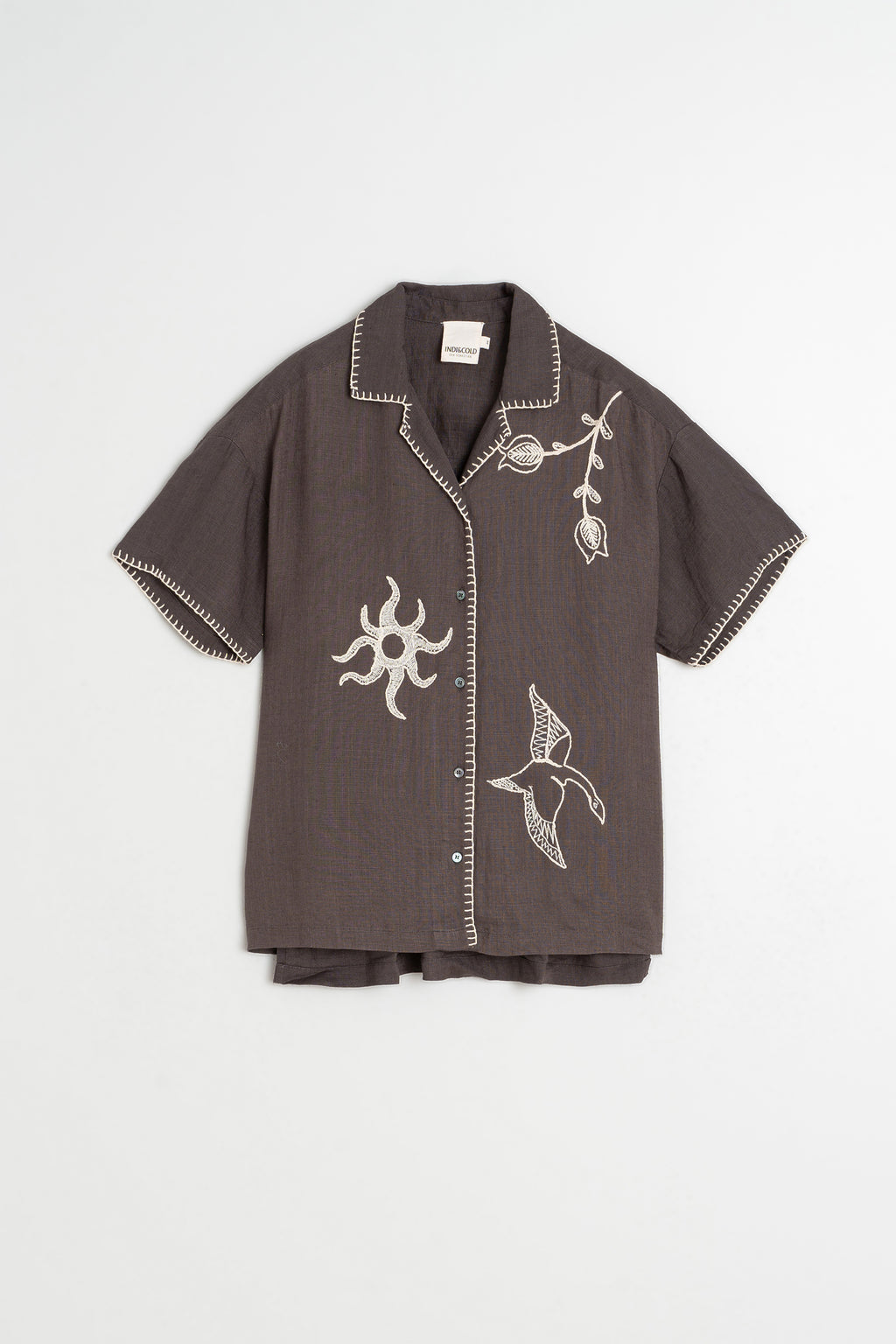 Chemise À Broderie Artisanale - Charbon