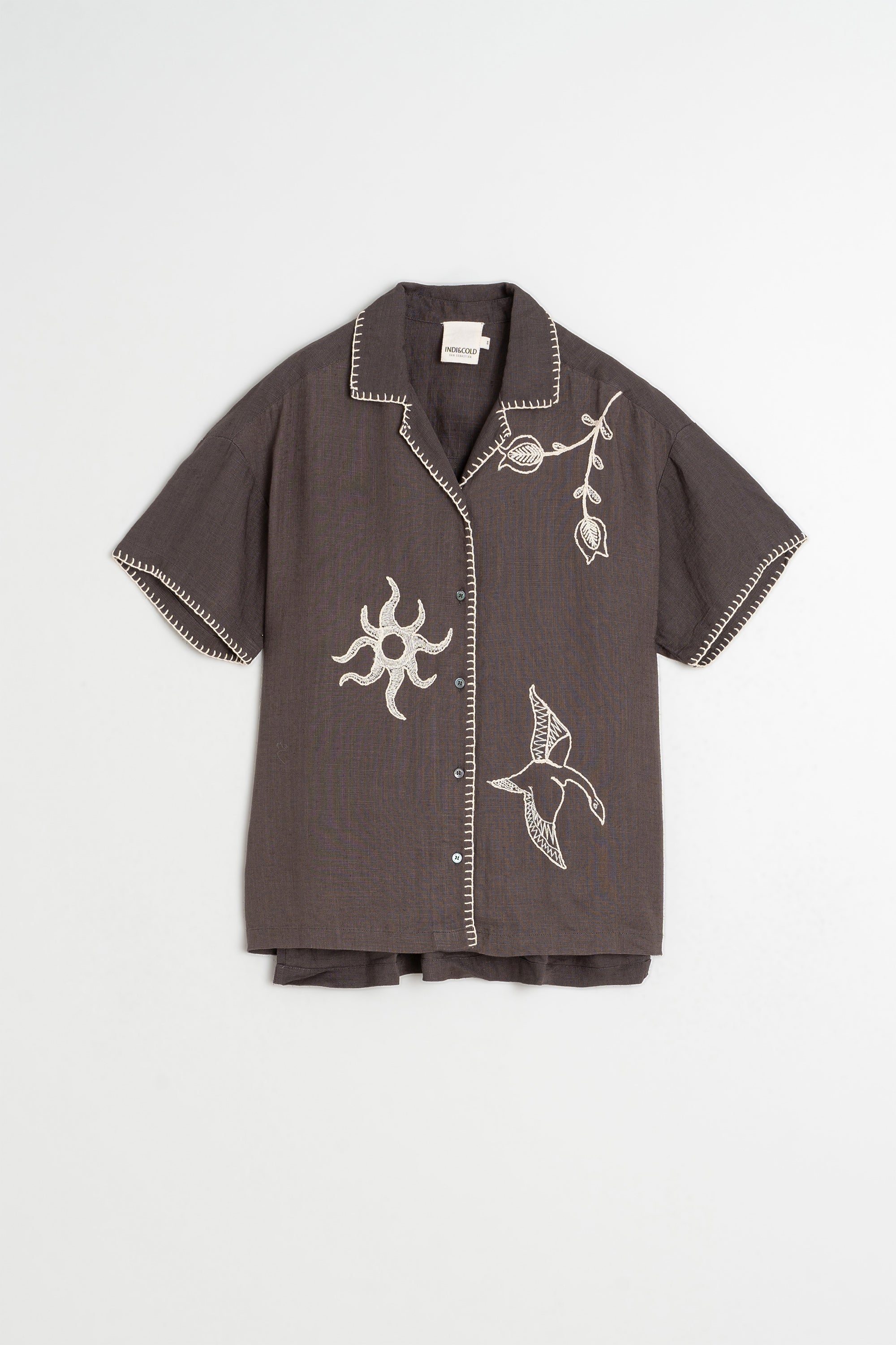 Chemise À Broderie Artisanale - Charbon