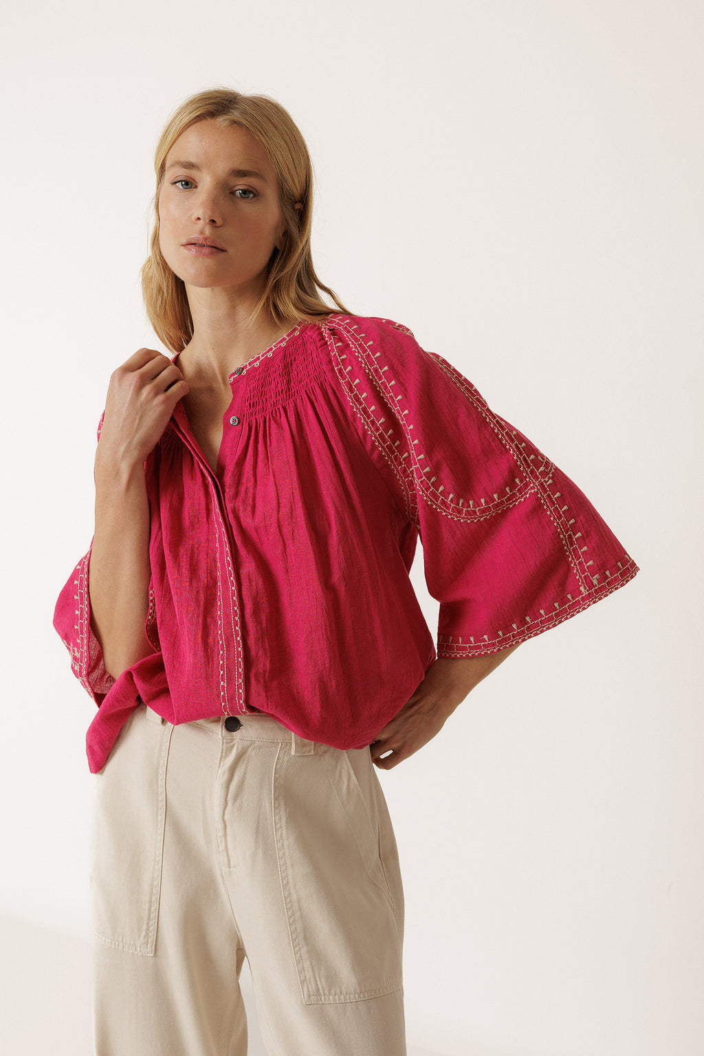 Chemise À Manches Cloche - Fraise