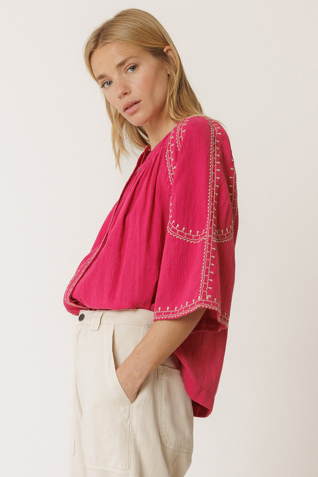 Chemise À Manches Cloche - Fraise