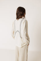 Blouse À Broderie Ethnique - Écru