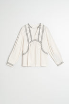 Blouse À Broderie Ethnique - Écru