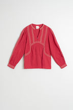 Blouse À Broderie Ethnique - Fraise