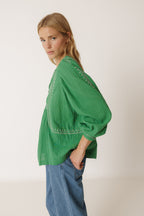 Blouse À Broderie Ethnique - Vert