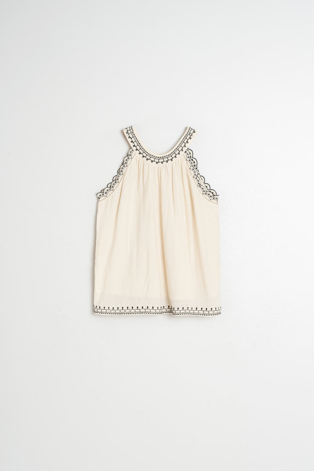 Haut À Broderie Contrastée - Écru