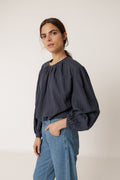 Blouse En Double Gaze - Bleu Marine