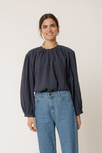 Blouse En Double Gaze - Bleu Marine