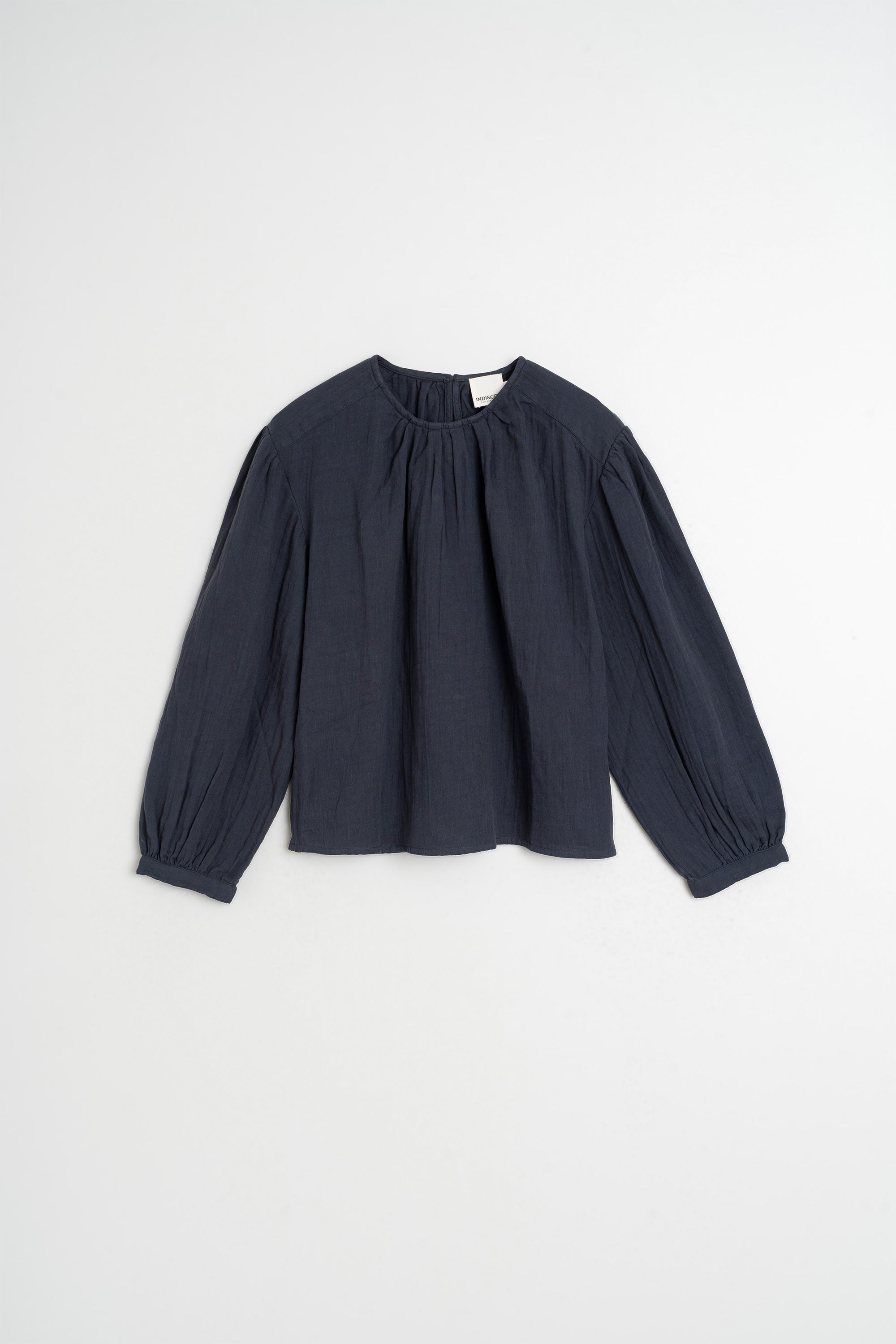 Blouse En Double Gaze - Bleu Marine