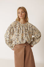 Blouse Imprimée En Double Gaze - Chocolat