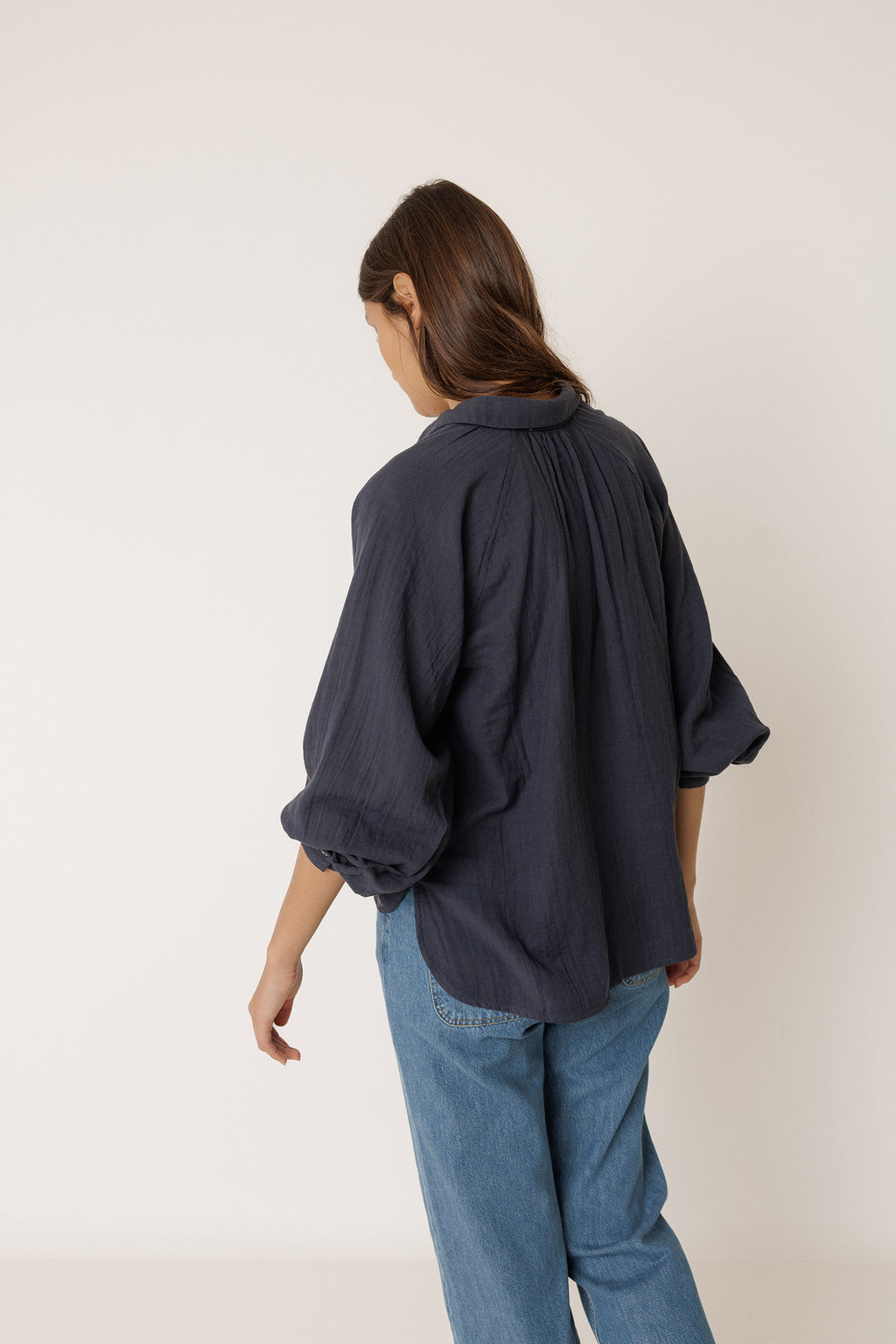 Chemise En Double Gaze - Bleu Marine