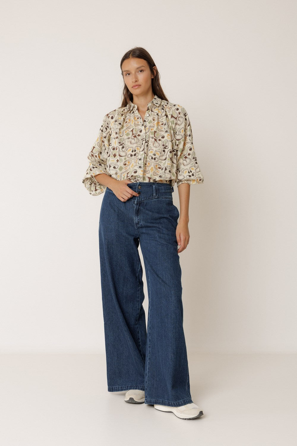 Chemise Imprimée En Double Gaze - Chocolat