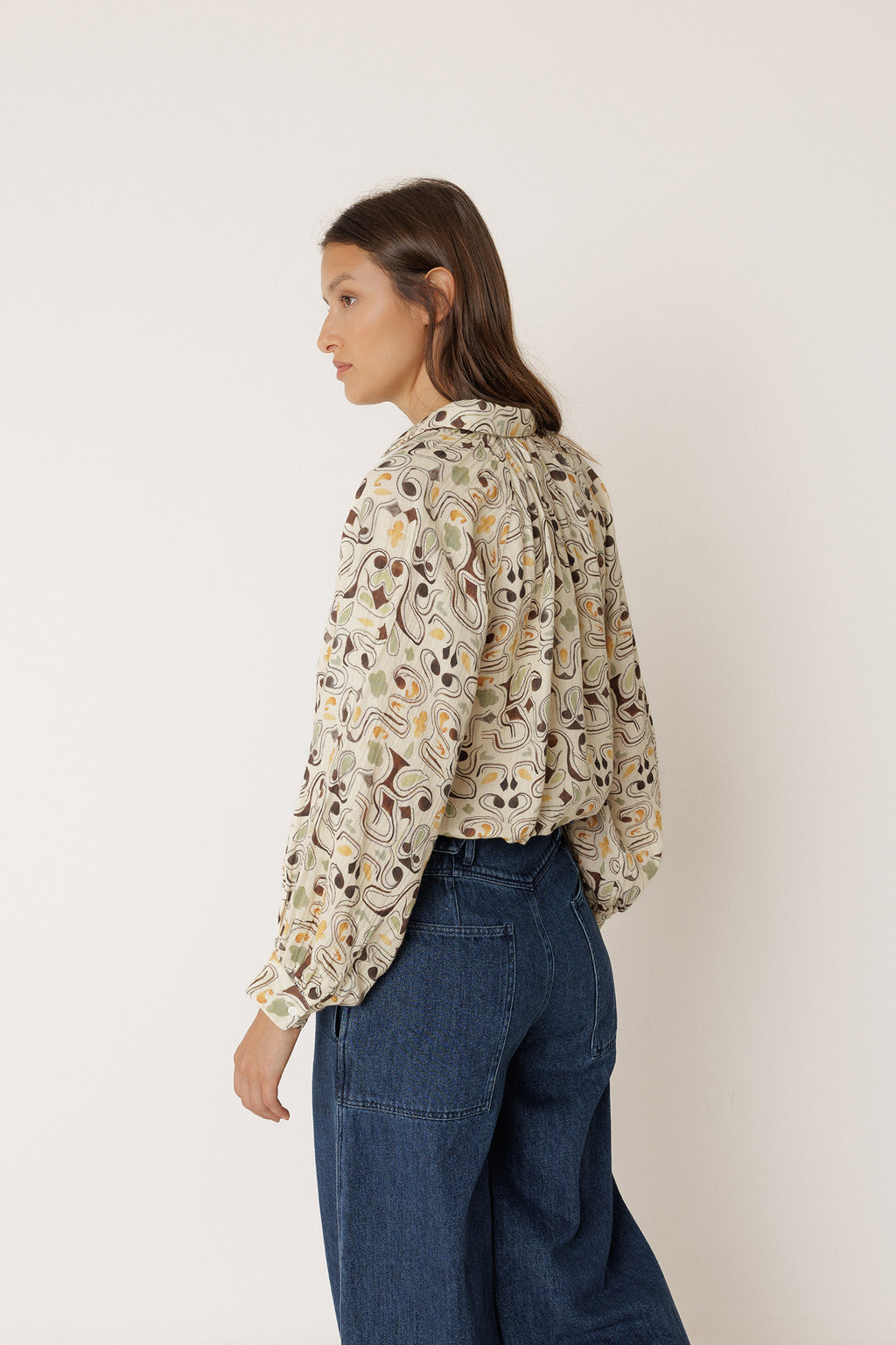 Chemise Imprimée En Double Gaze - Chocolat