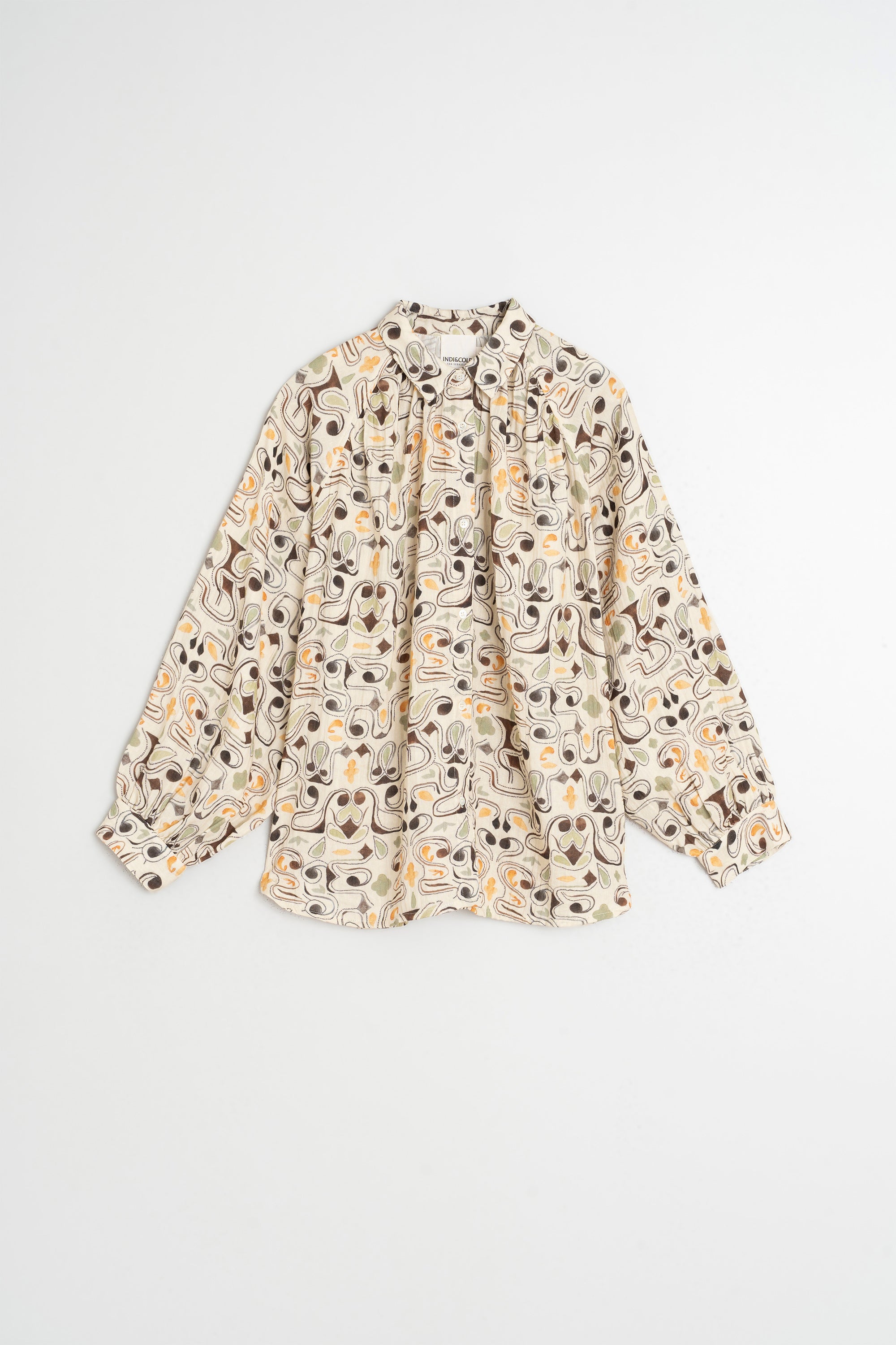 Chemise Imprimée En Double Gaze - Chocolat