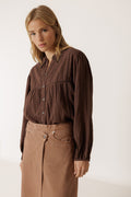 Chemise À Encolure Crochetée - Chocolat