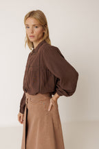 Chemise À Encolure Crochetée - Chocolat