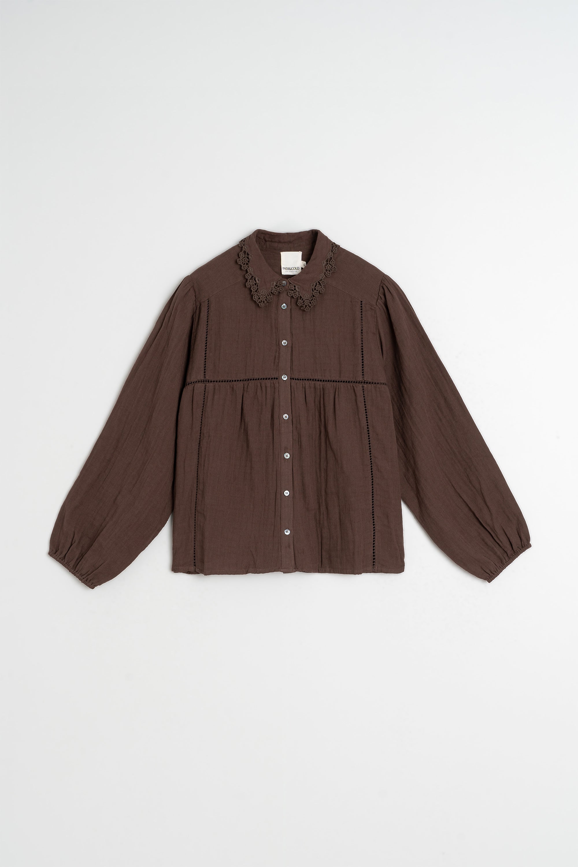 Chemise À Encolure Crochetée - Chocolat
