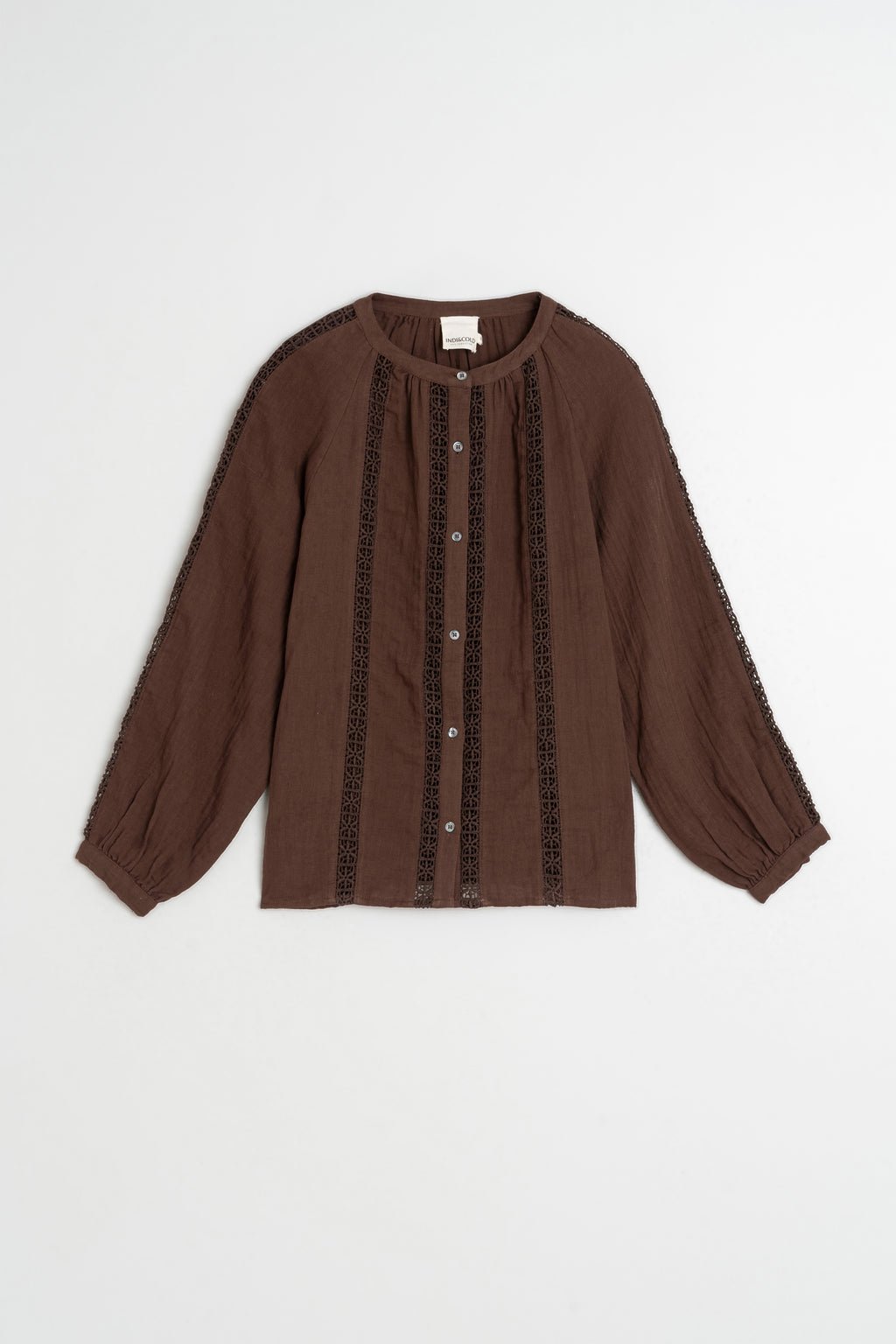 Chemise En Double Gaze Et Dentelle - Chocolat