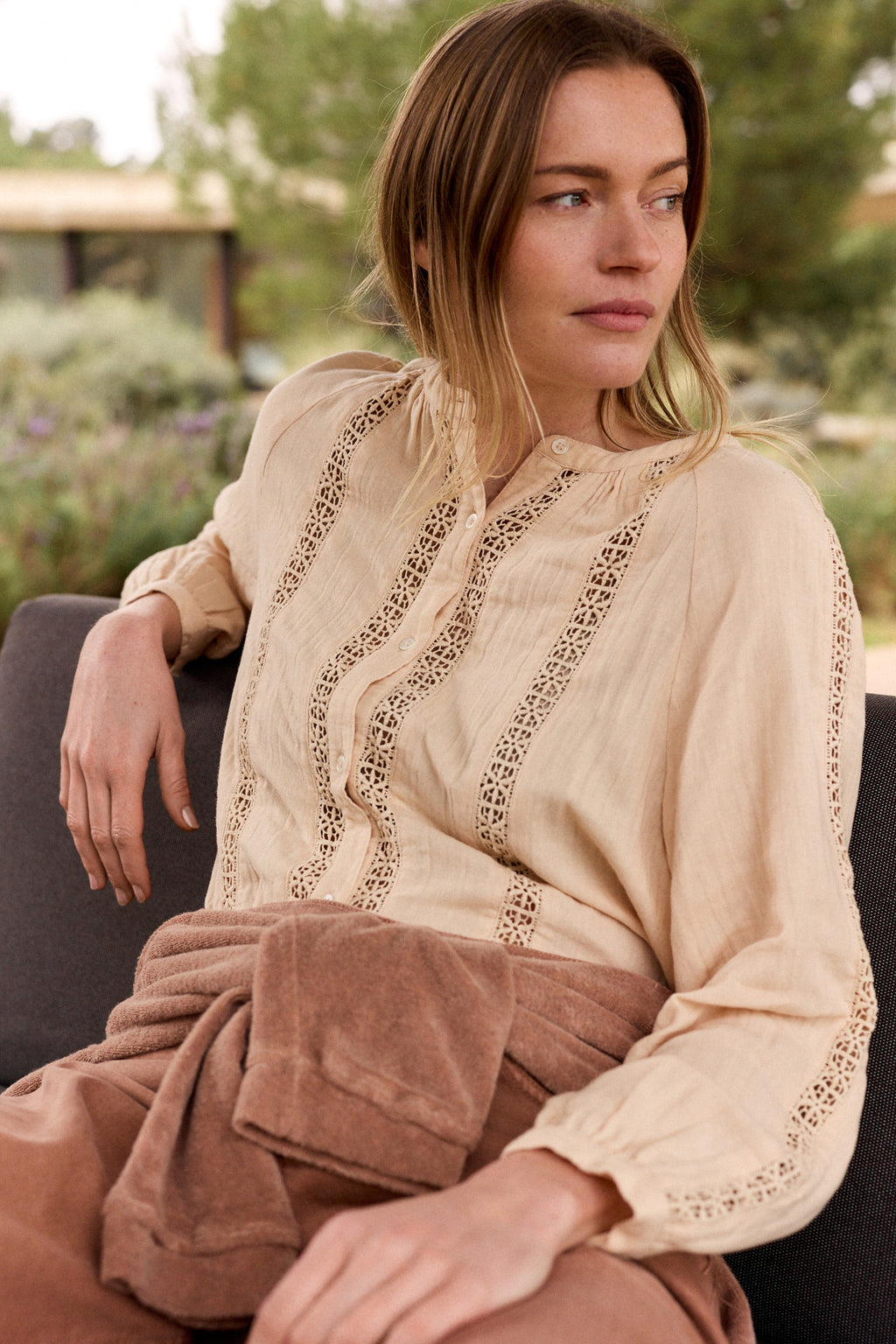 Chemise En Double Gaze Et Dentelle - Pétale