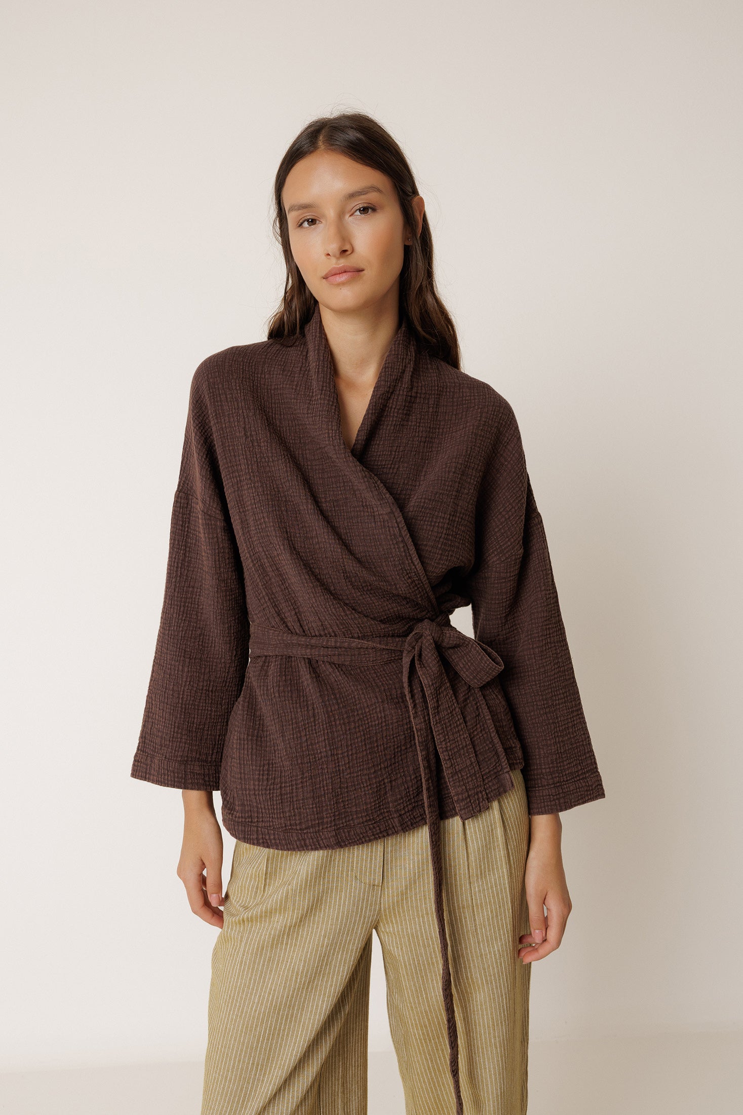 Kimono En Double Gaze - Chocolat