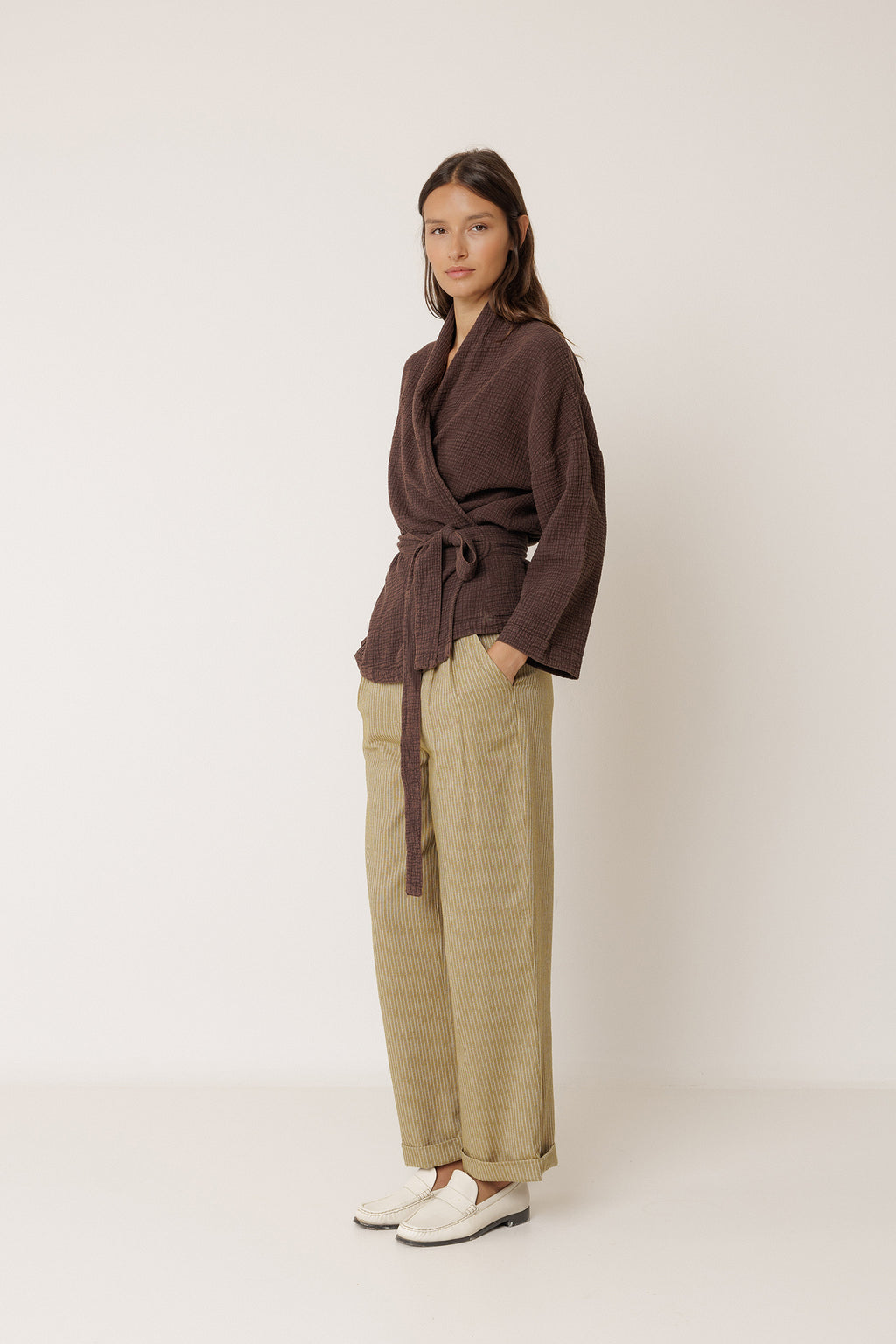 Kimono En Double Gaze - Chocolat