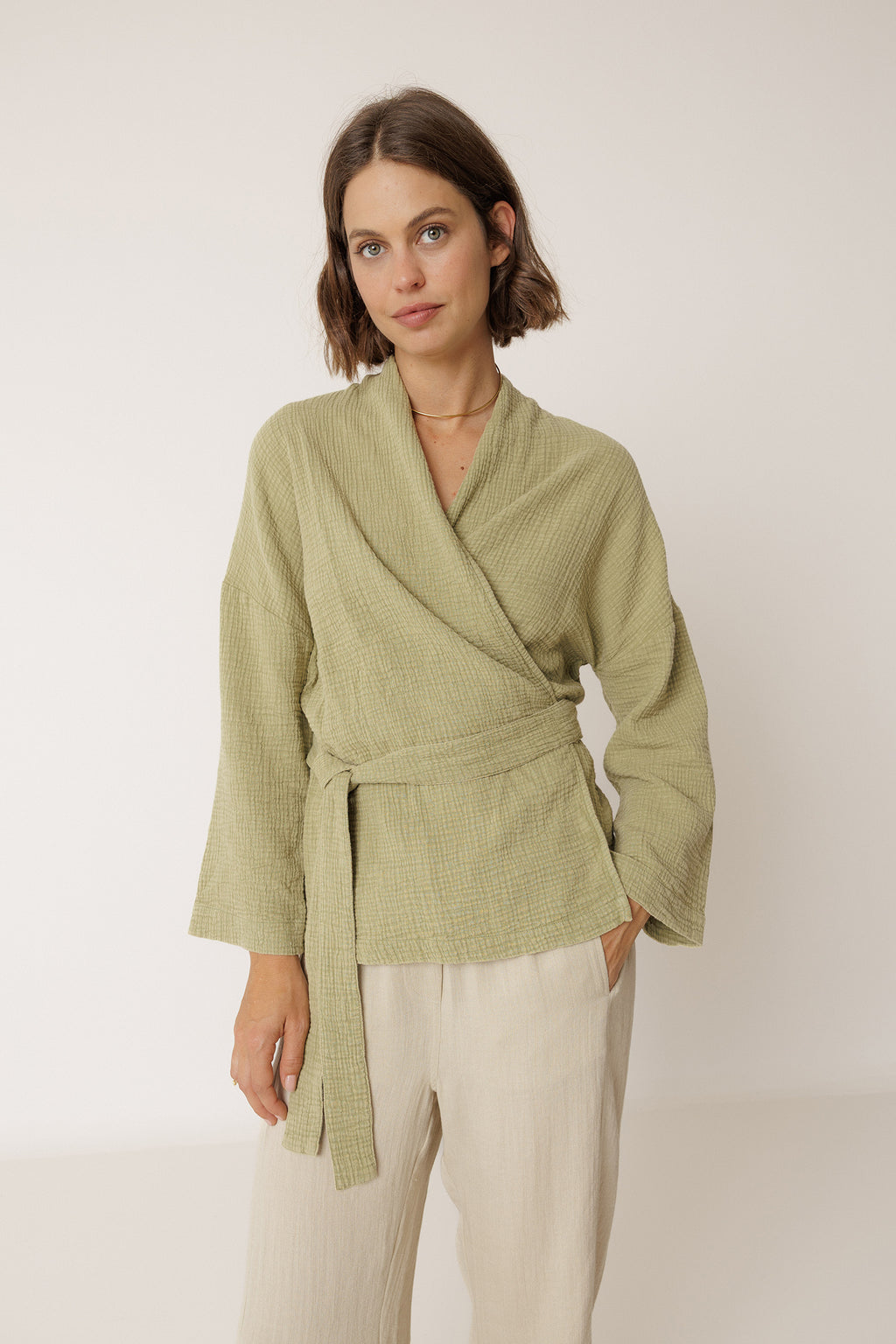 Kimono En Double Gaze - Aloès