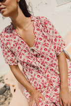 Chemise Imprimée Vintage À Nouer - Rouge