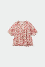 Chemise Imprimée Vintage À Nouer - Rouge