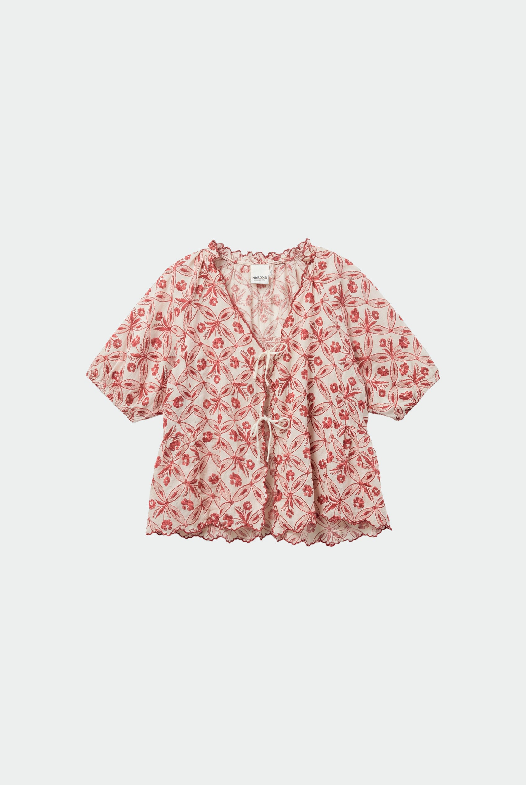 Chemise Imprimée Vintage À Nouer - Rouge