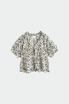 Chemise Imprimée Vintage À Nouer - Charbon