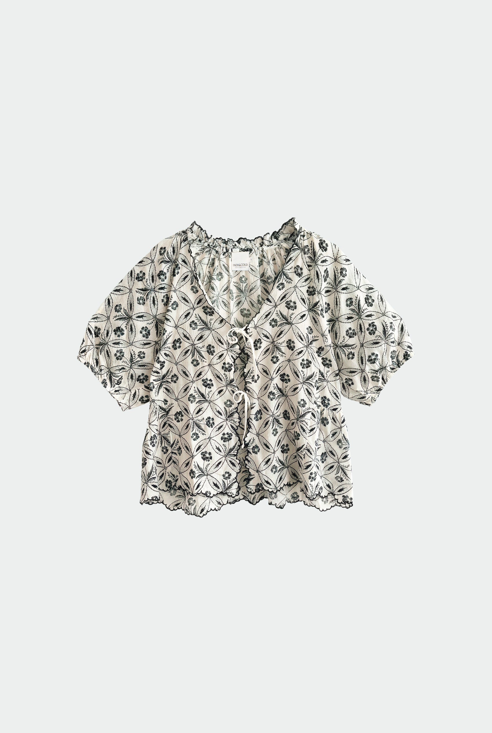 Chemise Imprimée Vintage À Nouer - Charbon