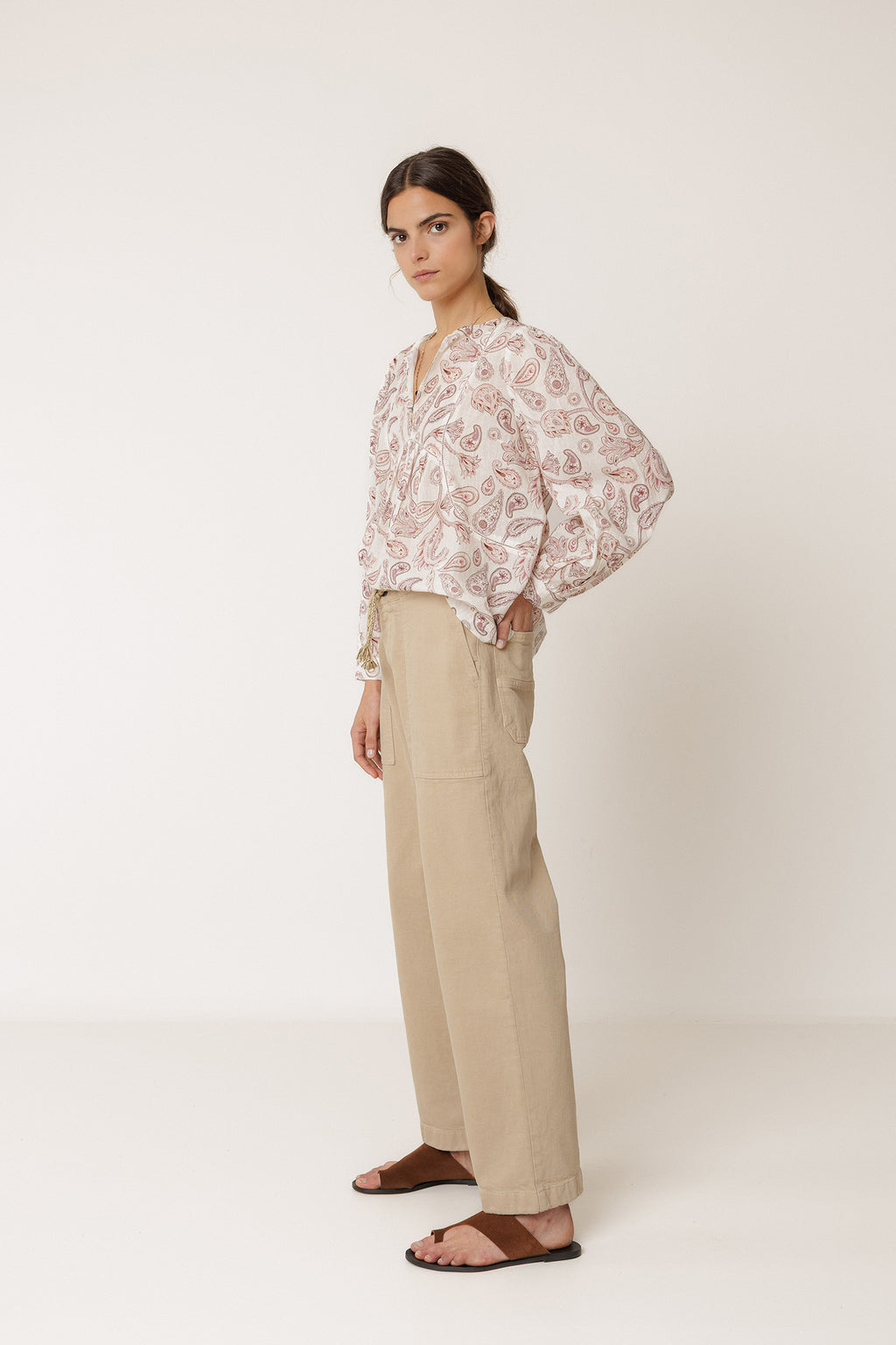 Pantalon Droit À Cordon - Sable
