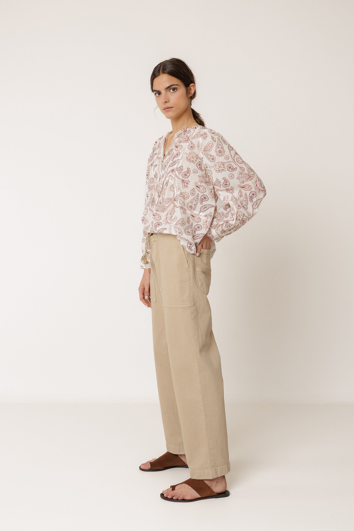Pantalon Droit À Cordon - Sable