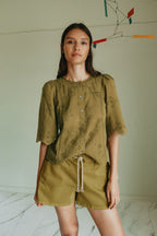 Short À Taille Élastique Et Cordon - Kaki