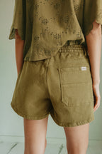 Short À Taille Élastique Et Cordon - Kaki