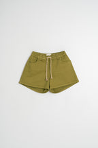 Short À Taille Élastique Et Cordon - Kaki