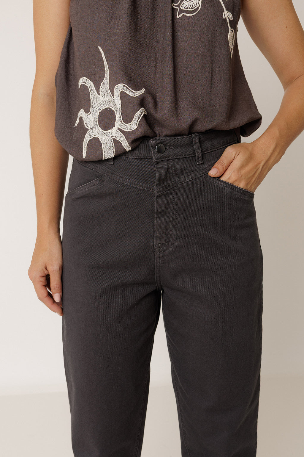 Pantalon Coupe Mom - Charbon