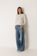 Pantalon À Ceinture Croisée - Denim