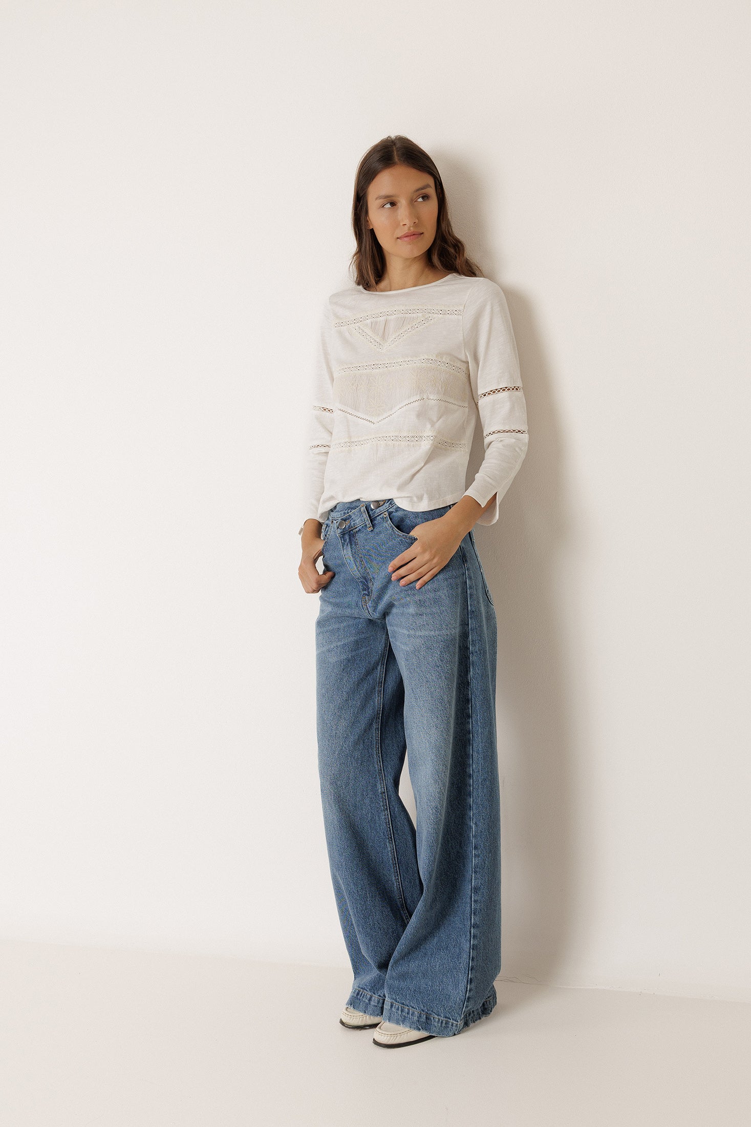 Pantalon À Ceinture Croisée - Denim
